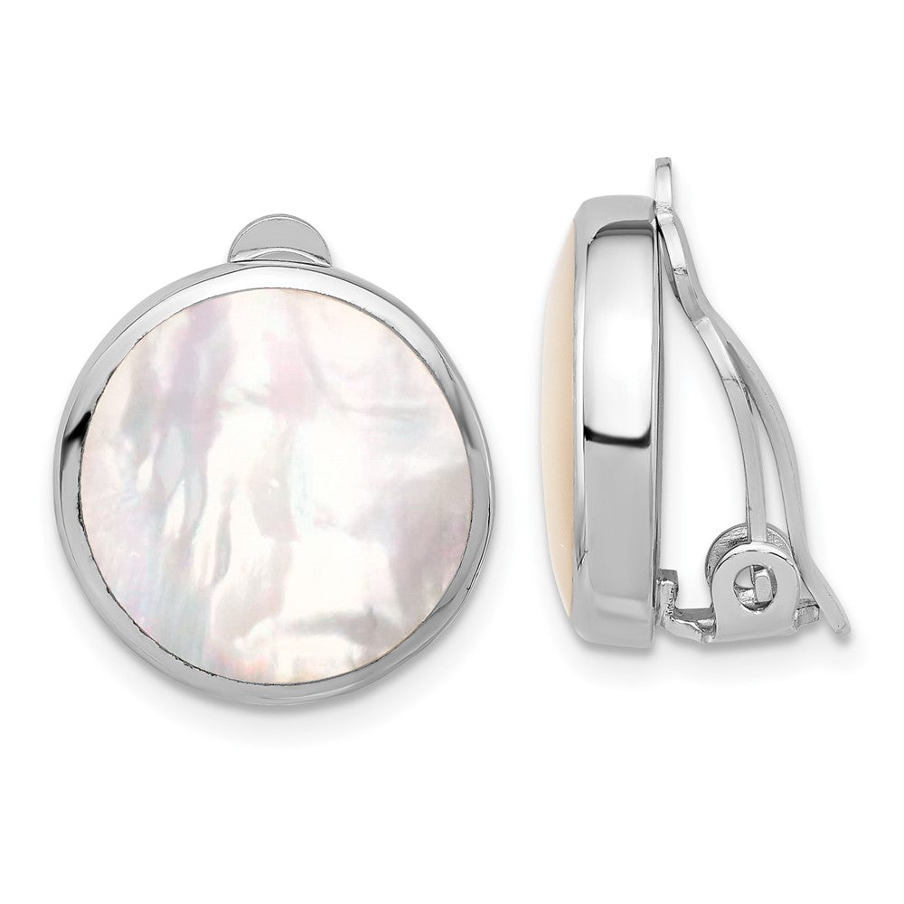 Sterlingsilber Rhodiniert Perlmutt Rund Non-pierced Ohrringe
