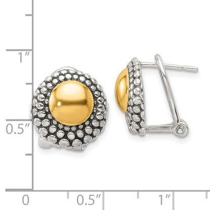 Sterlingsilber Antikisiert & Goldfarben Kreis Omega Rückseite Ohrstecker