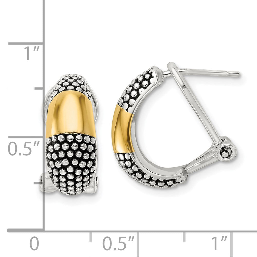 Sterlingsilber Goldfarben Poliert/antiqued Omega Rückseite Ohrringe