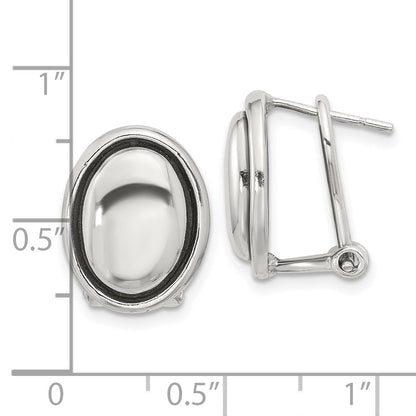 Sterlingsilber Poliert und Antikisiert Oval Omega Rückseite Ohrringe