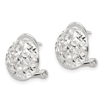 Sterlingsilber Poliert und Diamantiert Kreis Omega Rückseite Ohrstecker