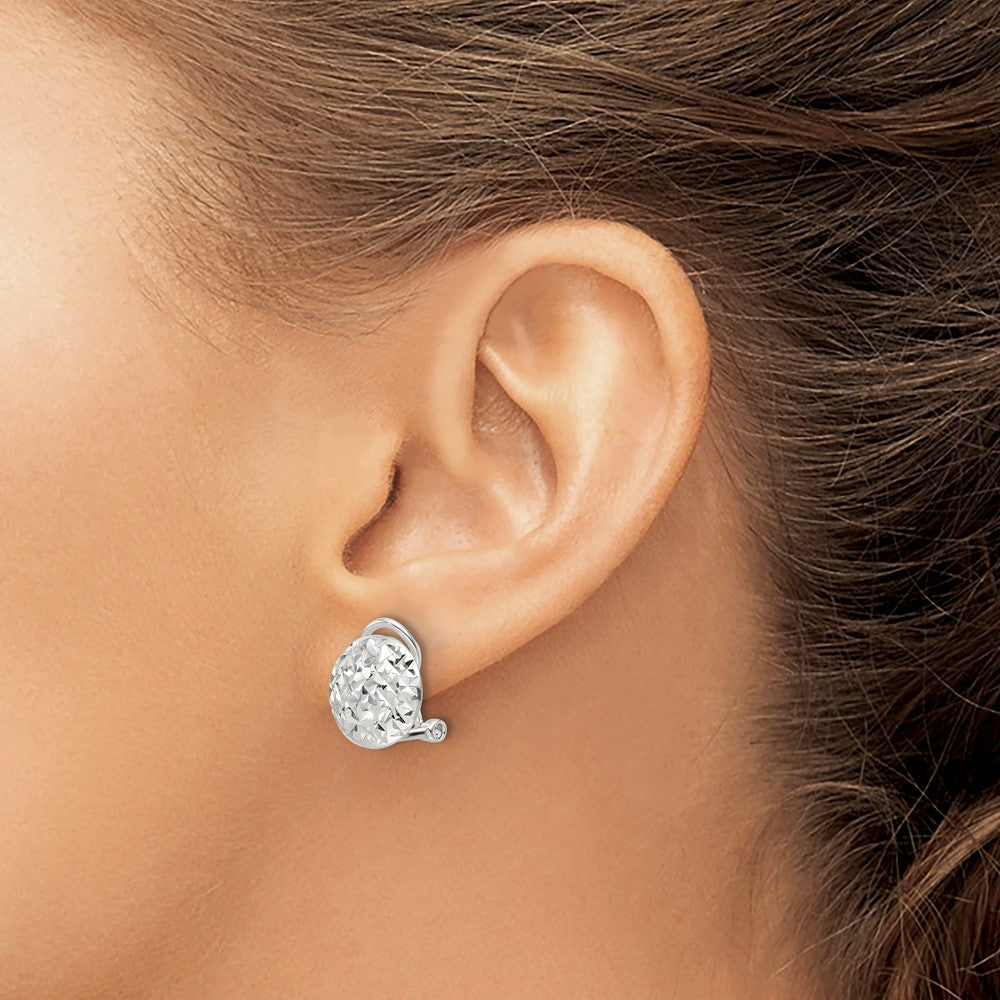 Sterlingsilber Poliert und Diamantiert Kreis Omega Rückseite Ohrstecker