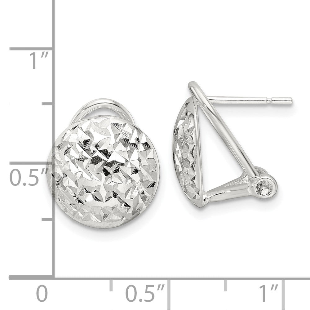 Sterlingsilber Poliert und Diamantiert Kreis Omega Rückseite Ohrstecker