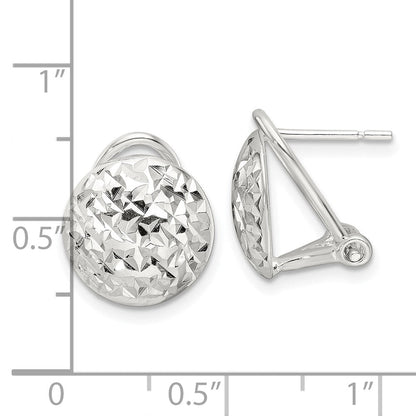 Sterlingsilber Poliert und Diamantiert Kreis Omega Rückseite Ohrstecker