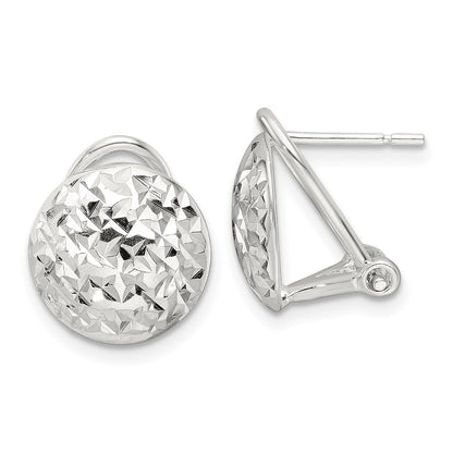 Sterlingsilber Poliert und Diamantiert Kreis Omega Rückseite Ohrstecker