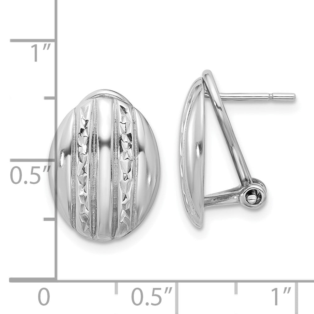 Sterlingsilber Rhodiniert Poliert Strukturiert Oval Omega Rückseite Ohrringe