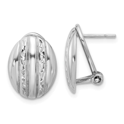 Sterlingsilber Rhodiniert Poliert Strukturiert Oval Omega Rückseite Ohrringe