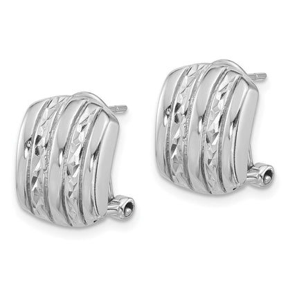 Sterlingsilber Rhodiniert Poliert und Strukturiert Omega Rückseite Ohrringe