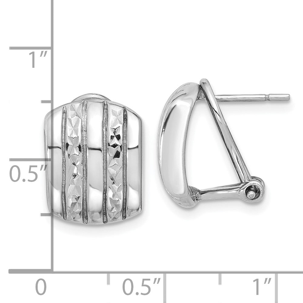 Sterlingsilber Rhodiniert Poliert und Strukturiert Omega Rückseite Ohrringe