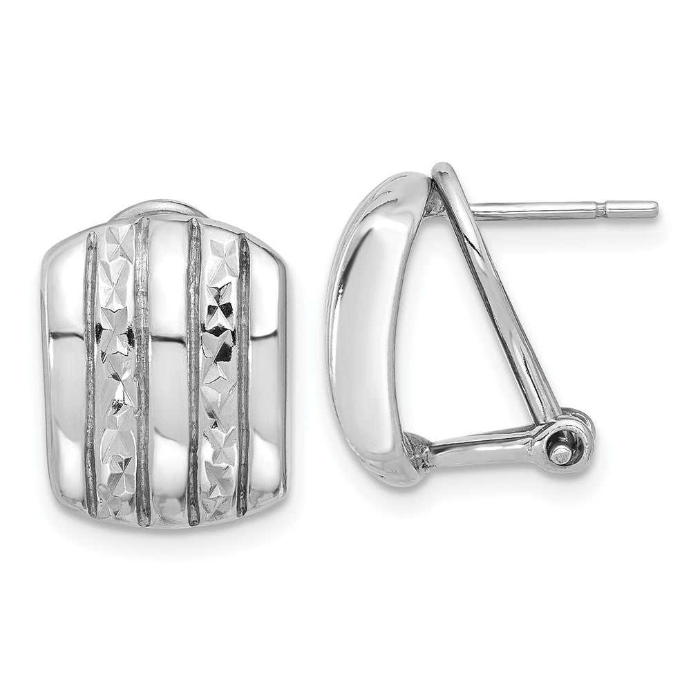 Sterlingsilber Rhodiniert Poliert und Strukturiert Omega Rückseite Ohrringe