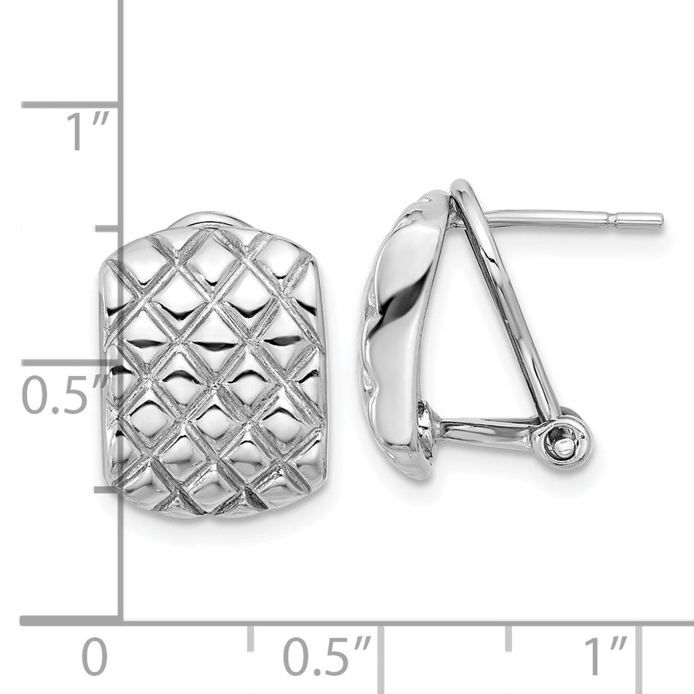 Sterlingsilber Rhodiniert Poliert und Gemustert Omega Rückseite Ohrringe
