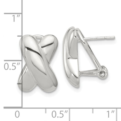 Sterlingsilber Poliert X Design Omega Rückseite Ohrringe