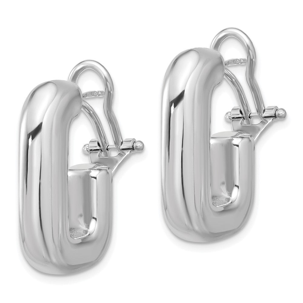 Sterlingsilber Rhodiniert Poliert J-hoop Omega Rückseite Ohrstecker