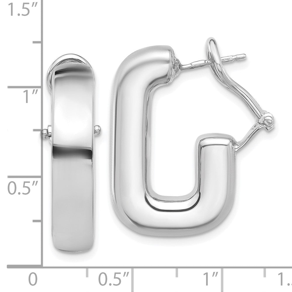 Sterlingsilber Rhodiniert Poliert J-hoop Omega Rückseite Ohrstecker