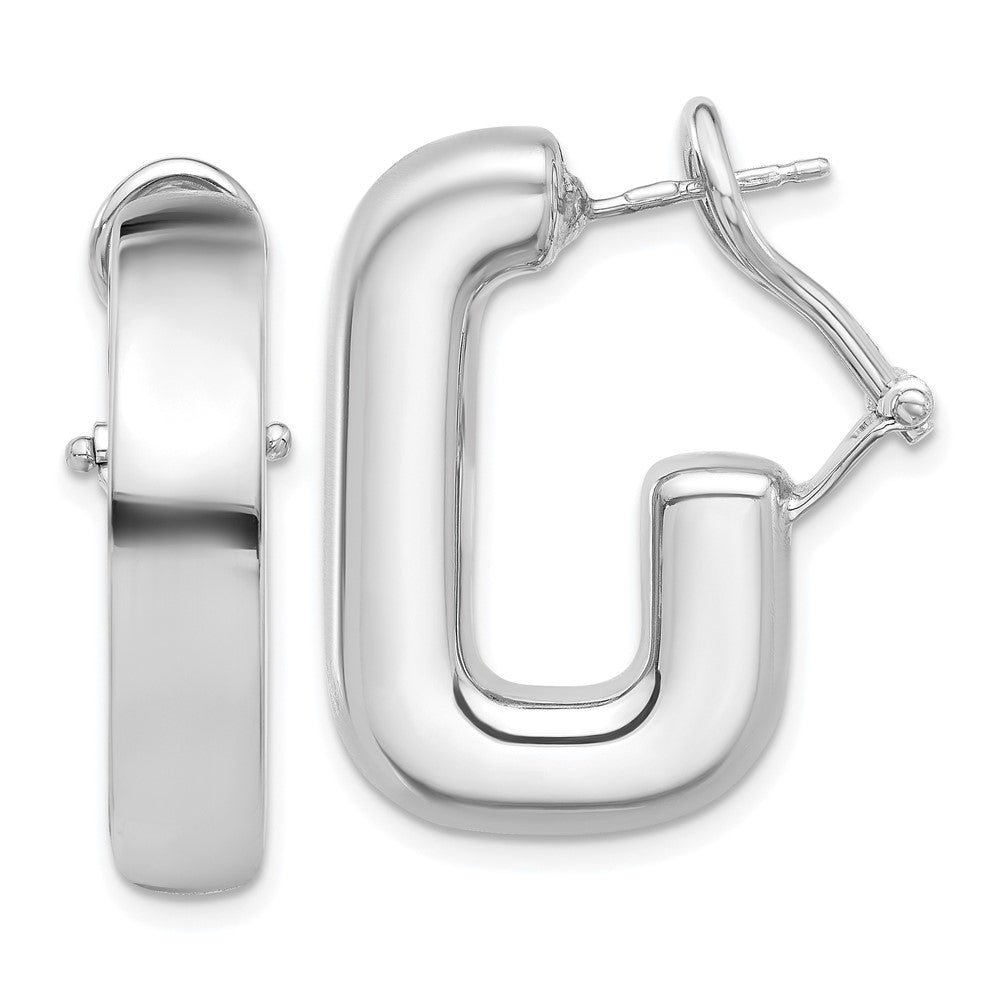 Sterlingsilber Rhodiniert Poliert J-hoop Omega Rückseite Ohrstecker