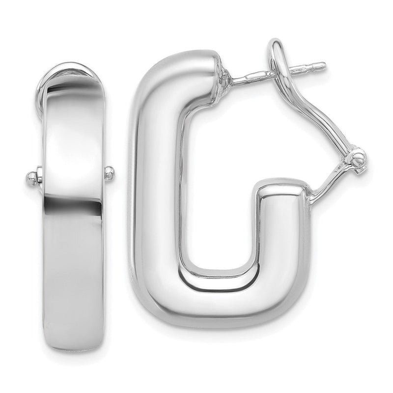Sterlingsilber Rhodiniert Poliert J-hoop Omega Rückseite Ohrstecker