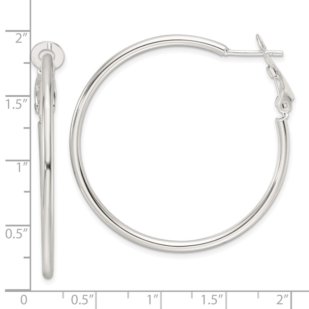 Sterlingsilber Poliert 41x2mm Omega Rückseite Rund Creolen