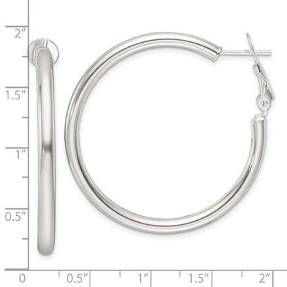 Sterlingsilber Poliert 40x3.25mm Omega Rückseite Rund Creolen