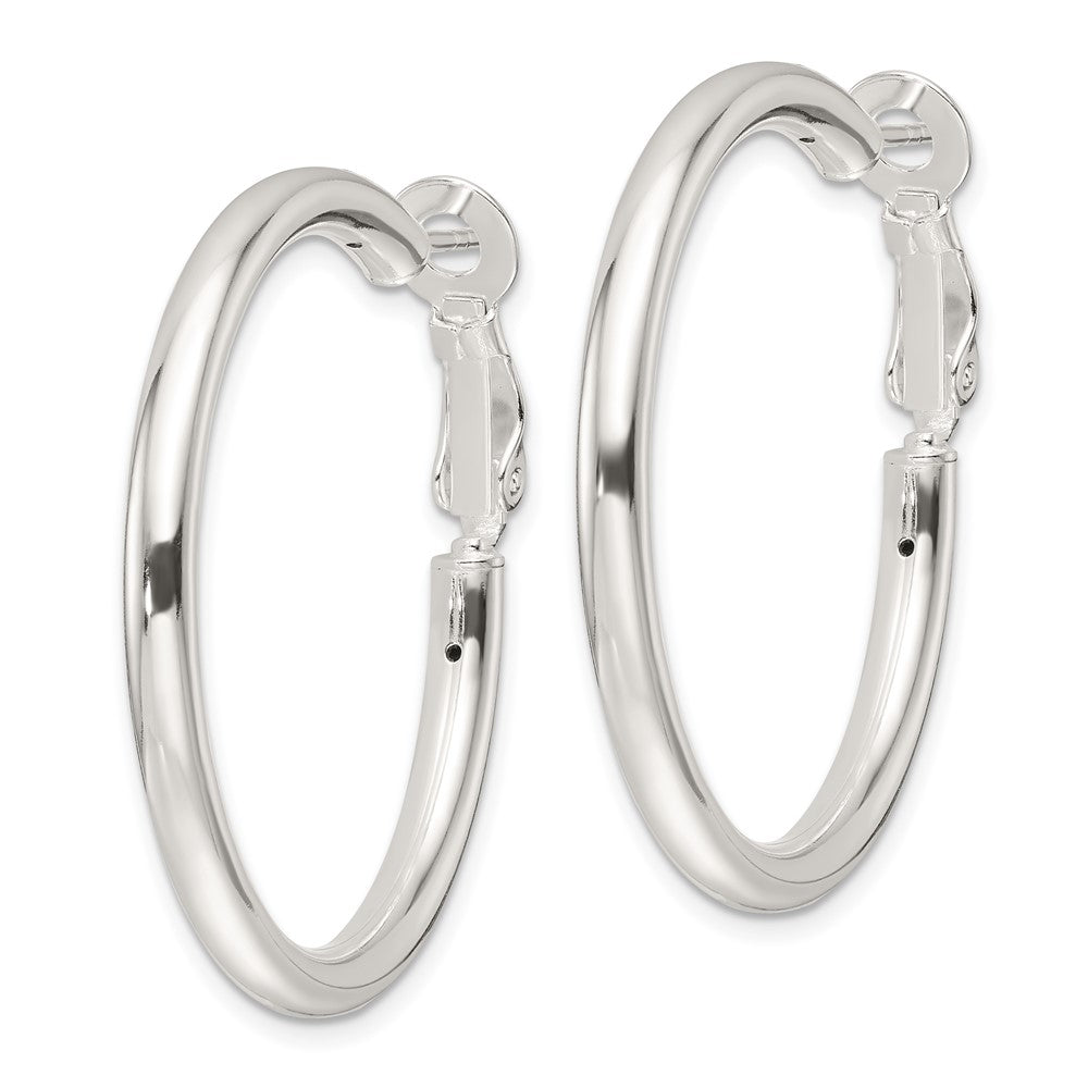 Sterlingsilber Poliert 3.25mm Omega Rückseite Rund Creolen