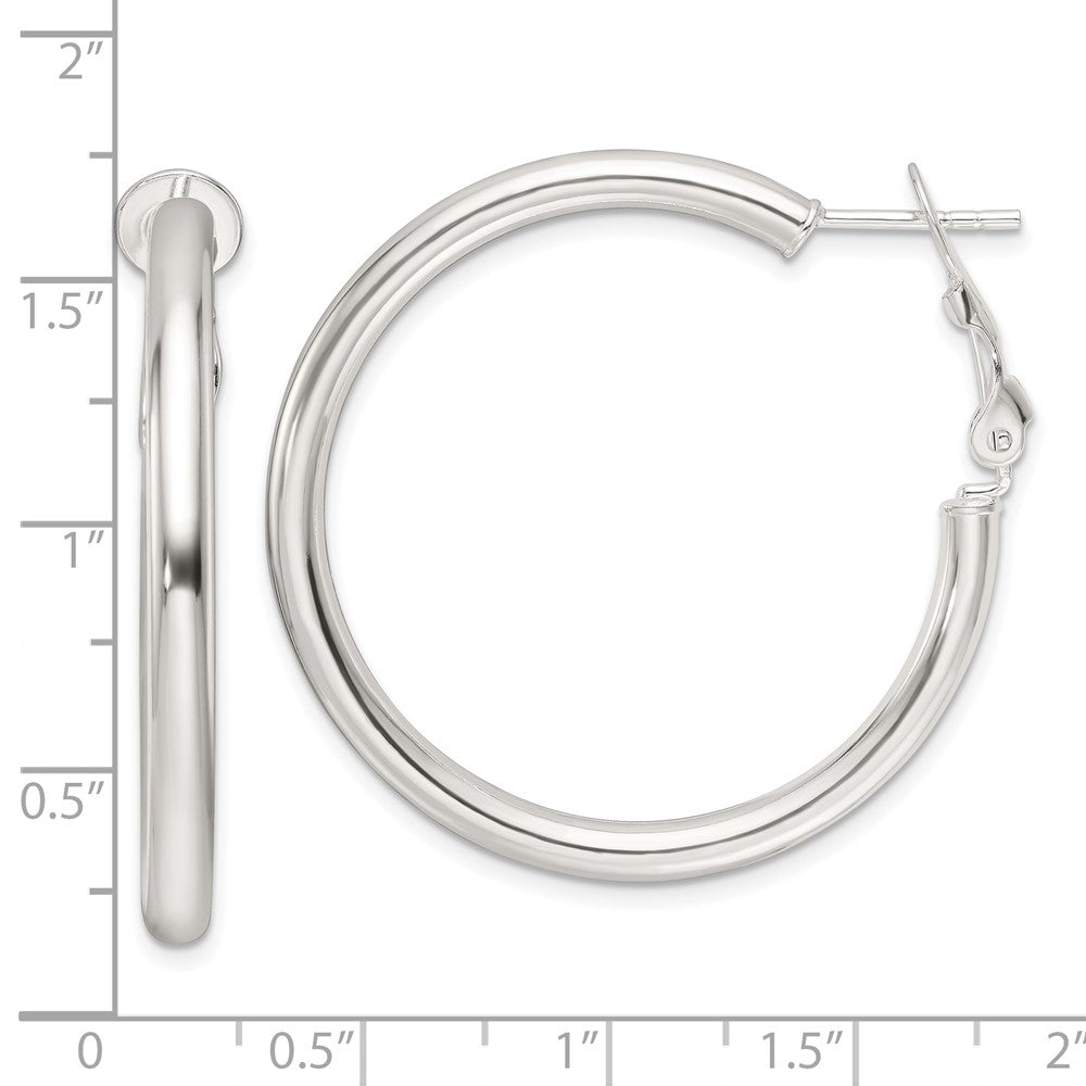 Sterlingsilber Poliert 3.25mm Omega Rückseite Rund Creolen