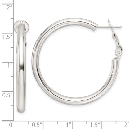 Sterlingsilber Poliert 3.25mm Omega Rückseite Rund Creolen