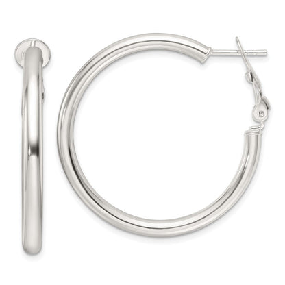 Sterlingsilber Poliert 3.25mm Omega Rückseite Rund Creolen