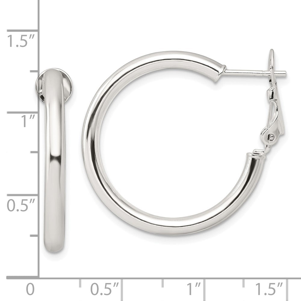 Sterlingsilber Poliert 3.25mm Omega Rückseite Rund Creolen
