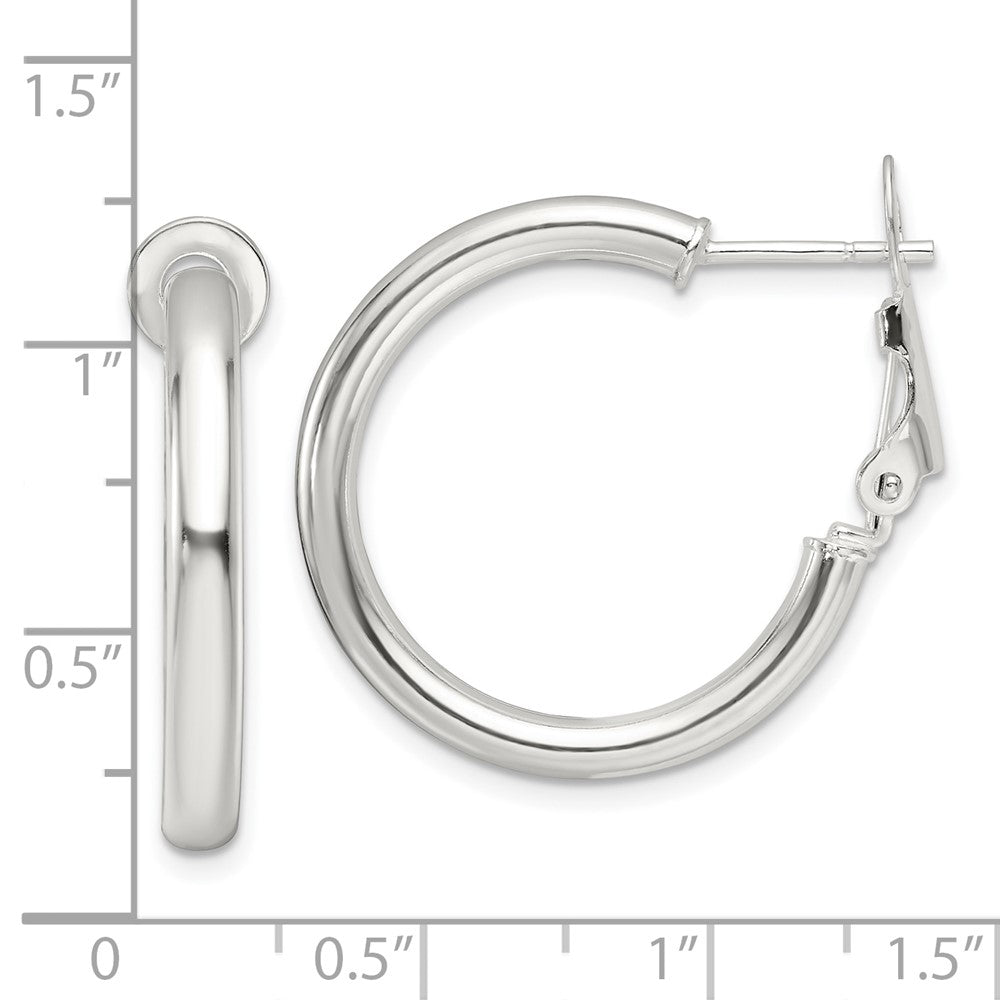 Sterlingsilber Poliert 3.25mm Omega Rückseite Rund Creolen