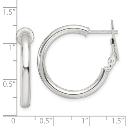 Sterlingsilber Poliert 3.25mm Omega Rückseite Rund Creolen