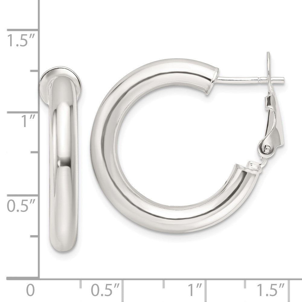 Sterlingsilber Poliert 25.5x4mm Omega Rückseite Rund Creolen