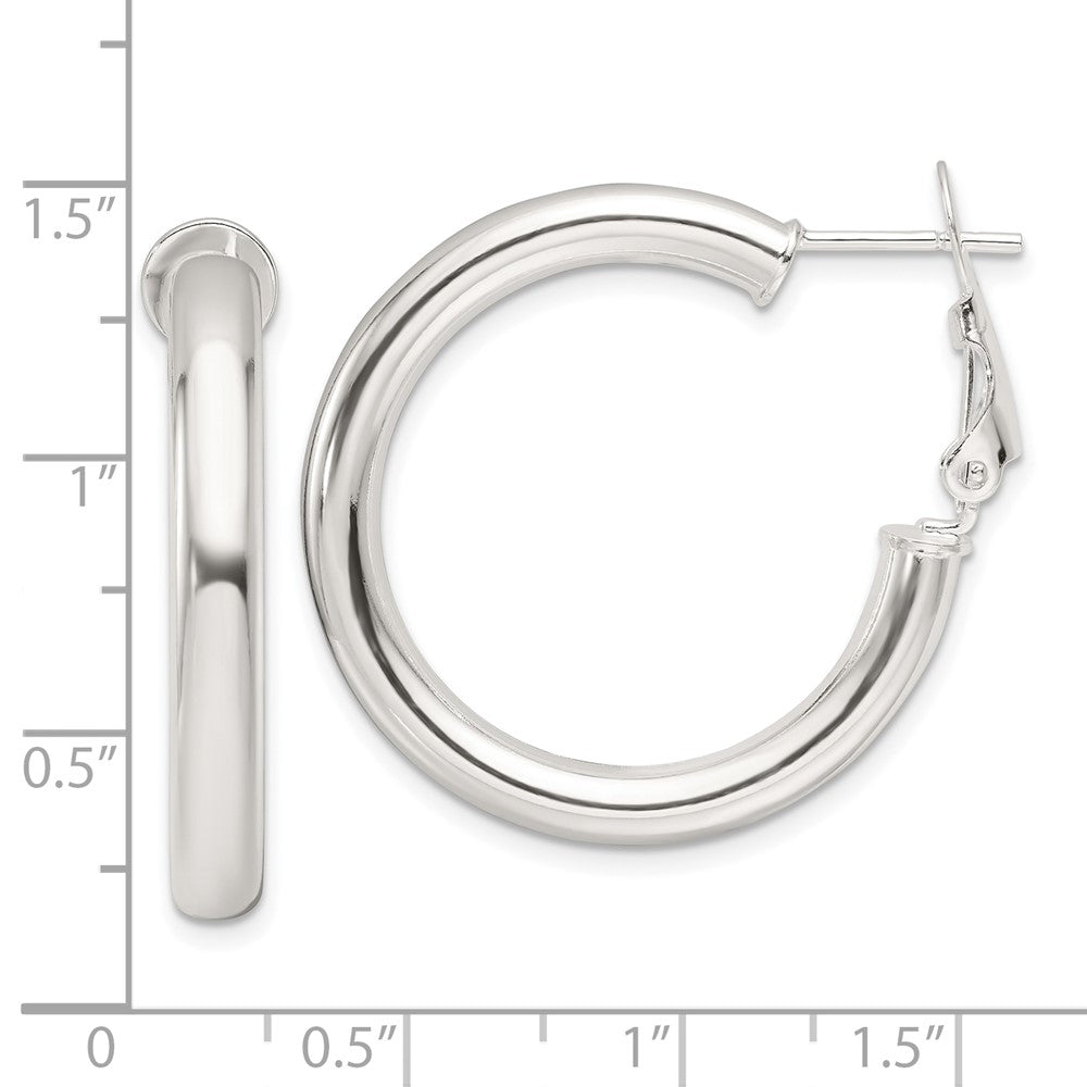 Sterlingsilber Poliert 30x4mm Omega Rückseite Rund Creolen