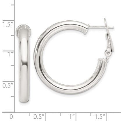 Sterlingsilber Poliert 30x4mm Omega Rückseite Rund Creolen