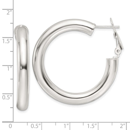 Sterlingsilber Poliert 35x5mm Omega Rückseite Rund Creolen