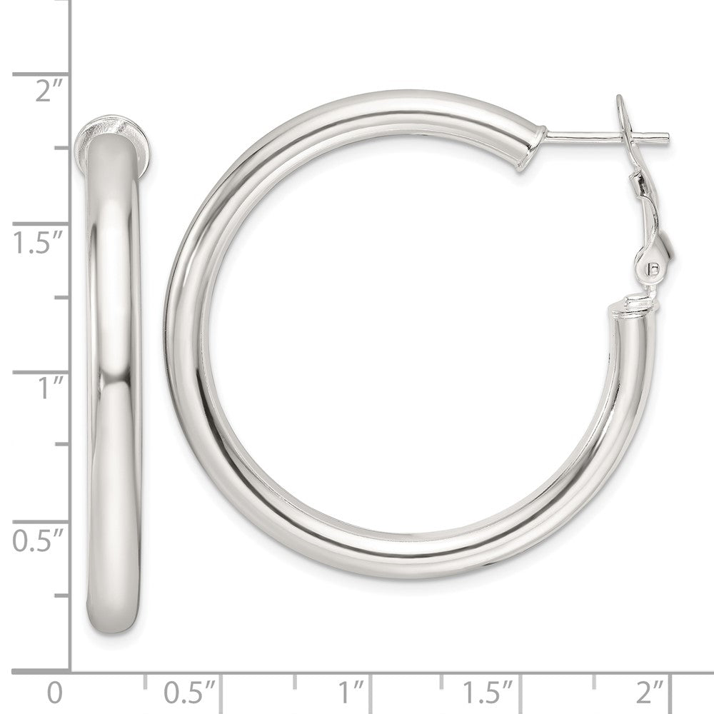 Sterlingsilber Poliert 40x4mm Omega Rückseite Rund Creolen