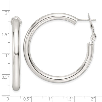 Sterlingsilber Poliert 40x4mm Omega Rückseite Rund Creolen