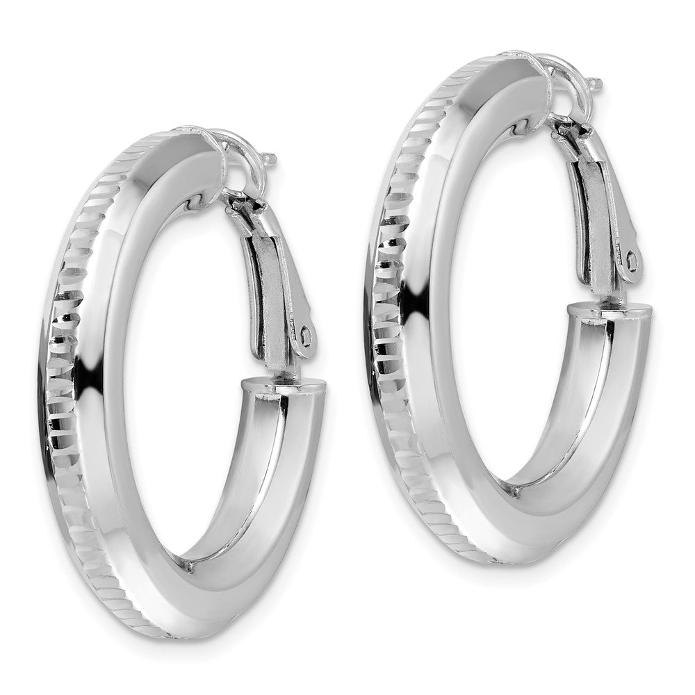 Sterlingsilber Rhodiniert Diamantiert 4.75mm Omega Rückseite Rund Creolen