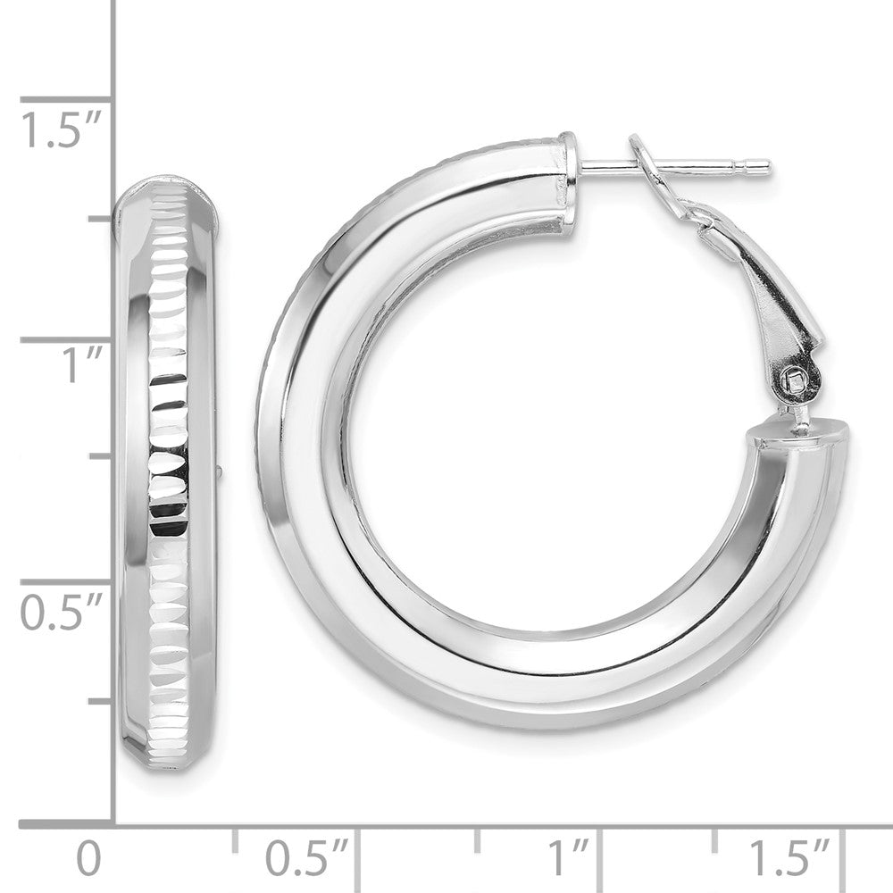 Sterlingsilber Rhodiniert Diamantiert 4.75mm Omega Rückseite Rund Creolen
