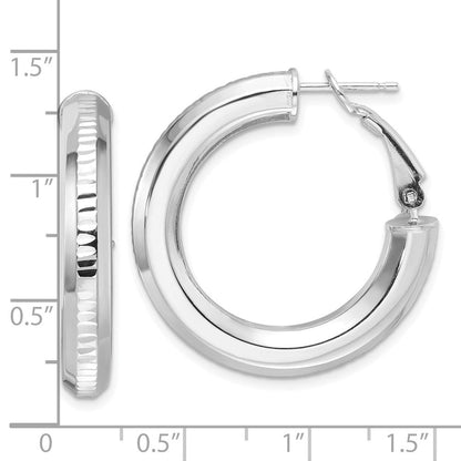 Sterlingsilber Rhodiniert Diamantiert 4.75mm Omega Rückseite Rund Creolen