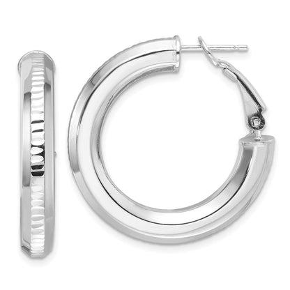 Sterlingsilber Rhodiniert Diamantiert 4.75mm Omega Rückseite Rund Creolen
