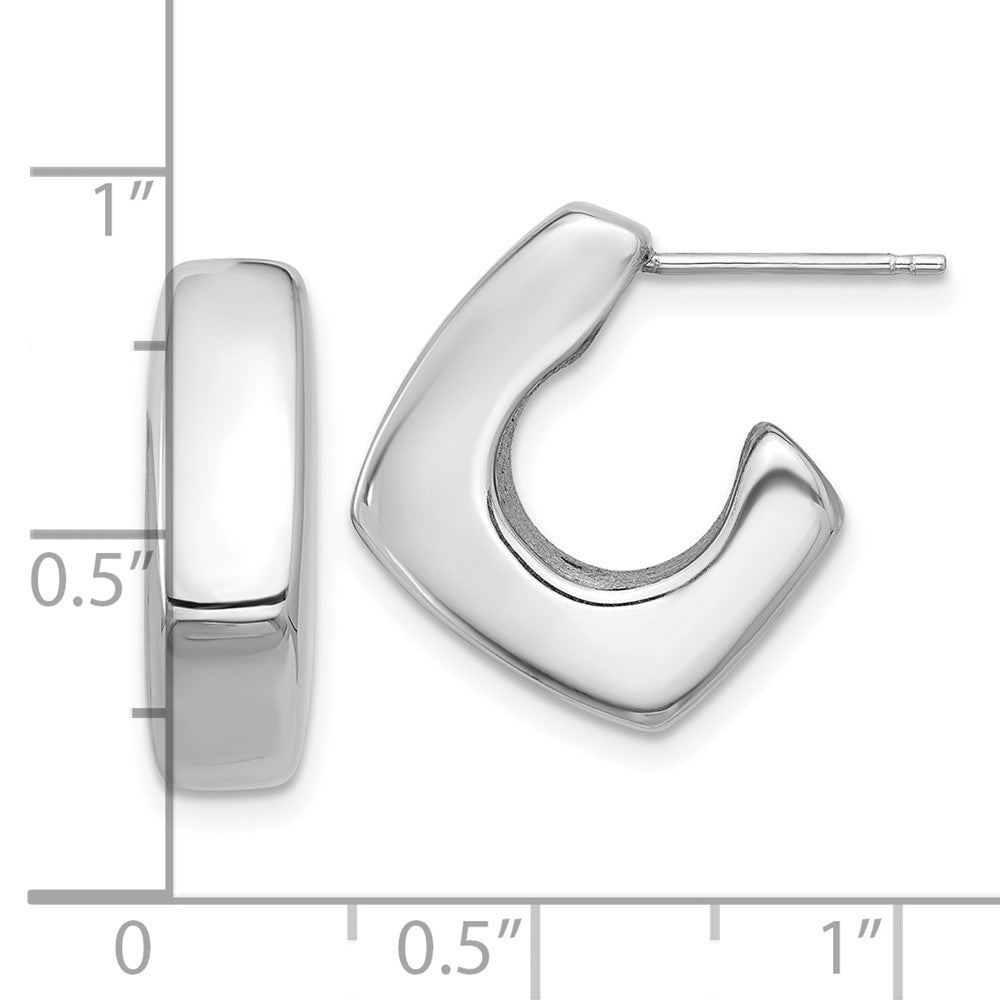 Sterlingsilber Rhodiniert Poliert Quadratisch C-hoop Ohrstecker