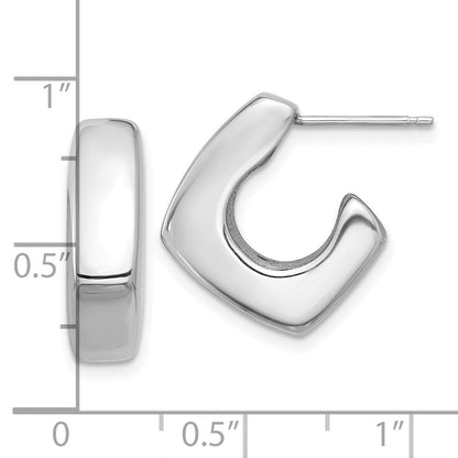 Sterlingsilber Rhodiniert Poliert Quadratisch C-hoop Ohrstecker