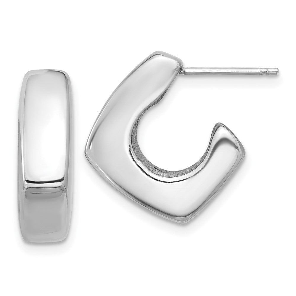Sterlingsilber Rhodiniert Poliert Quadratisch C-hoop Ohrstecker