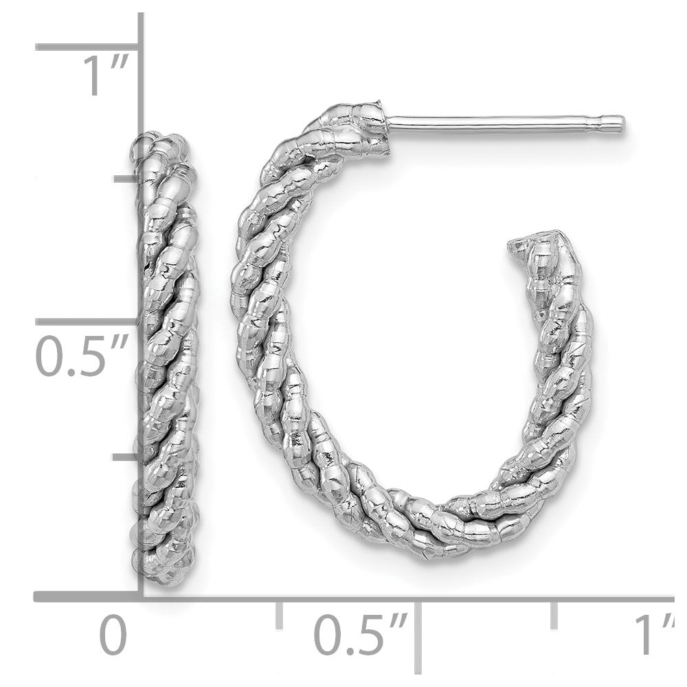 Sterlingsilber Rhodiniert Strukturiert Gedreht Oval J- Creolen