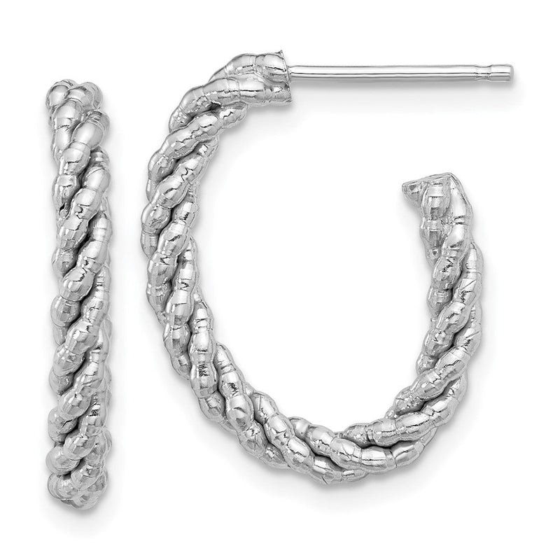 Sterlingsilber Rhodiniert Strukturiert Gedreht Oval J- Creolen