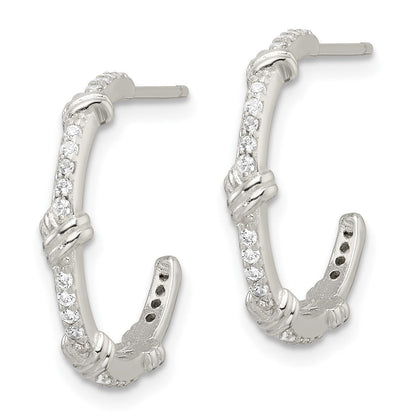Sterlingsilber E-coating Poliert Zirkonia Knoten C- Creolen