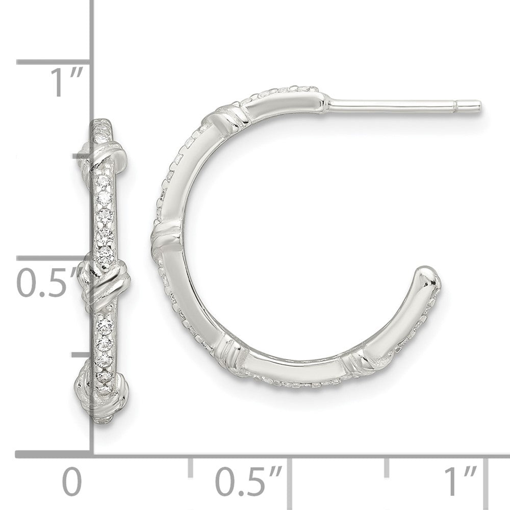 Sterlingsilber E-coating Poliert Zirkonia Knoten C- Creolen