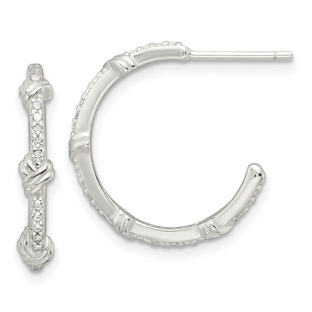 Sterlingsilber E-coating Poliert Zirkonia Knoten C- Creolen