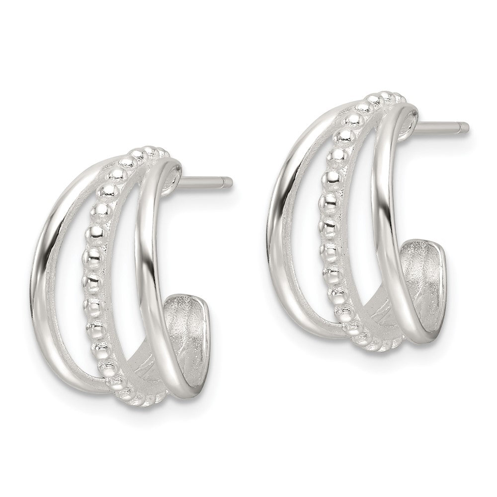 Sterlingsilber E-coating Poliert und Strukturiert C-hoop Ohrring