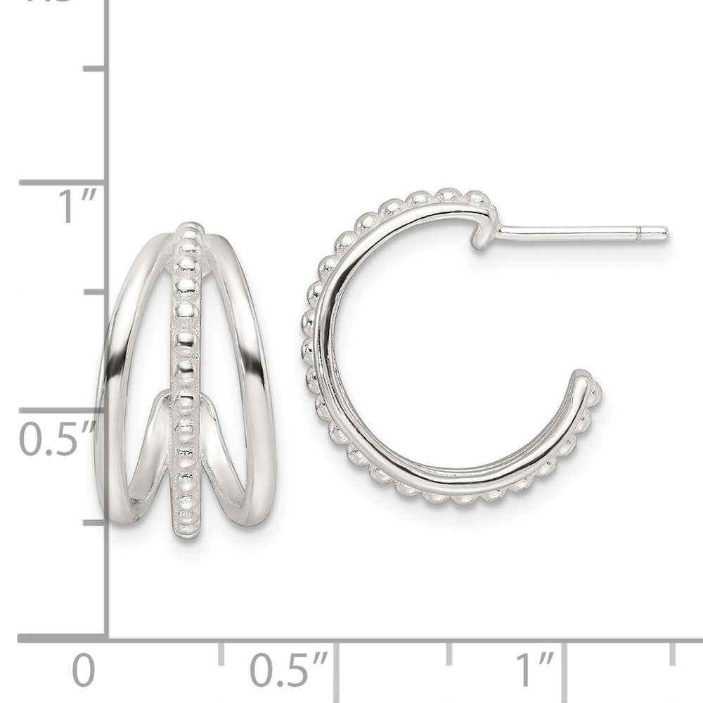 Sterlingsilber E-coating Poliert und Strukturiert C-hoop Ohrring
