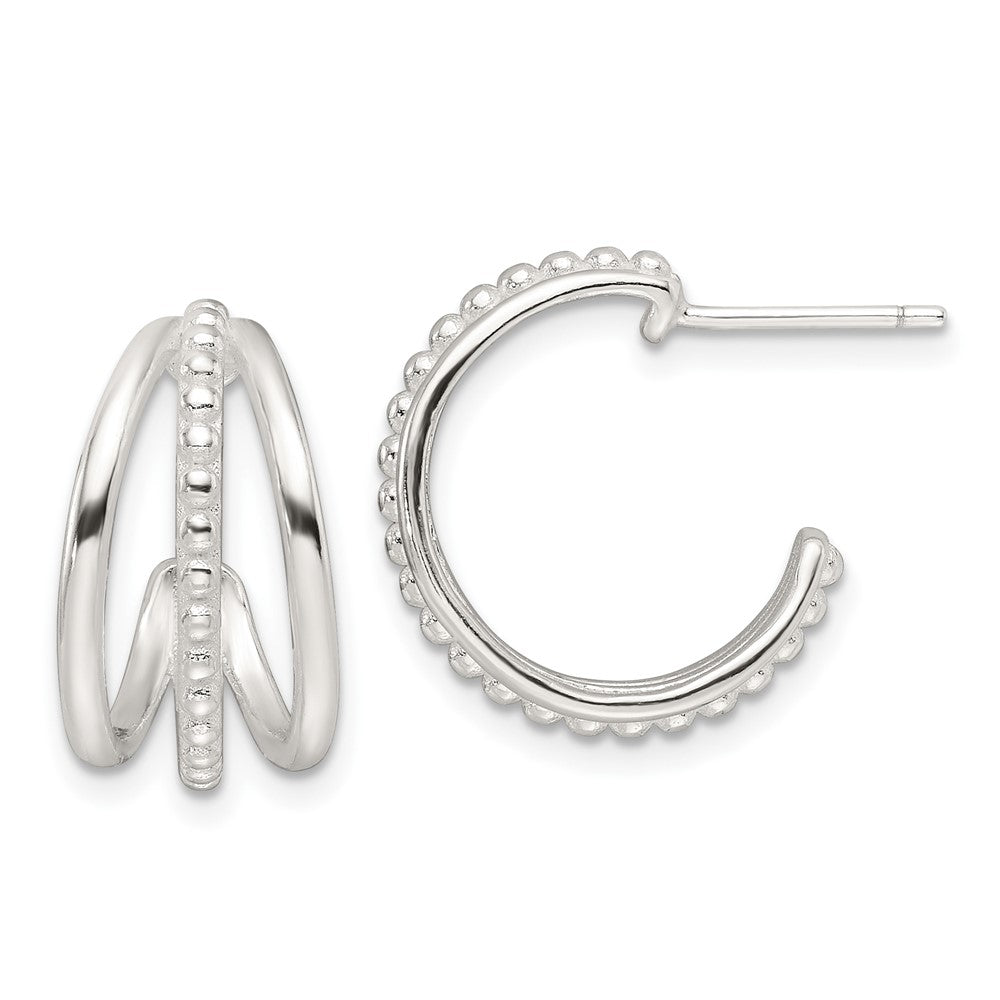 Sterlingsilber E-coating Poliert und Strukturiert C-hoop Ohrring